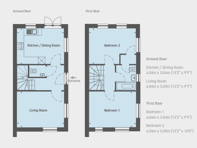 Floor plan 2 bedroom house - artist's impression subject to change